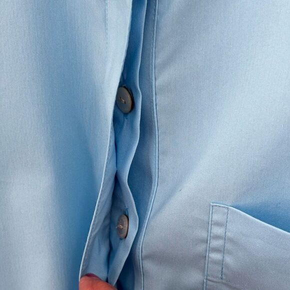 Foxcroft Long Sleeve Button Front Pullover Non Iron Shirt Blue Large - Picture 5 of 9
